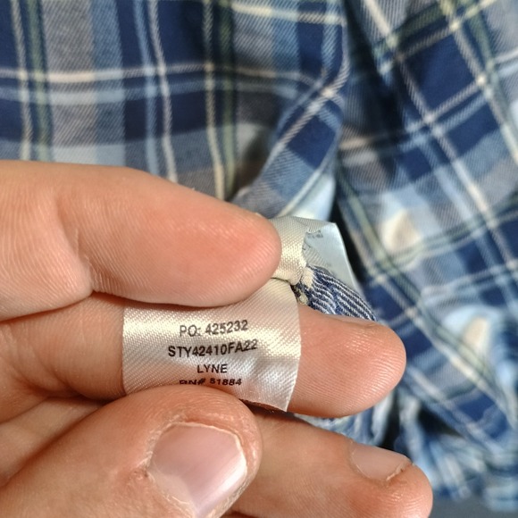 Patagonia Long Sleeved Fjord Flannel Shirt Men XXL Virtually Blue Missing Button - Picture 8 of 12